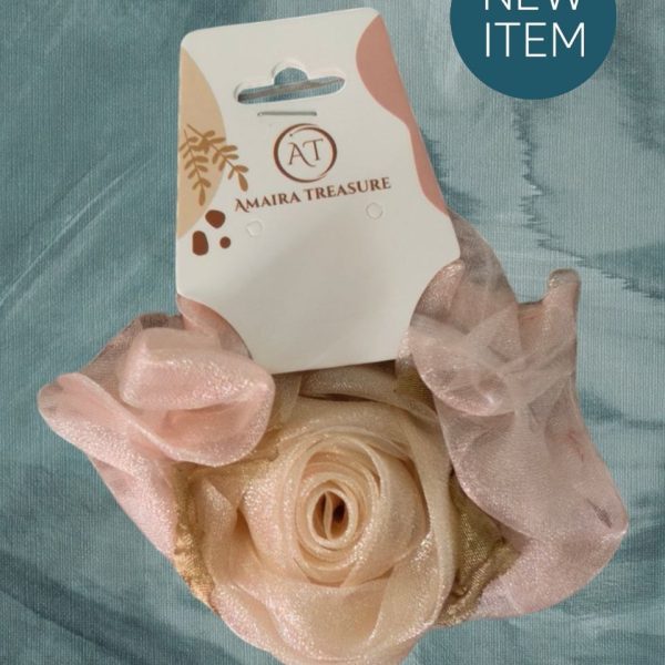BEIGE NET FLOWER HAIR TIE!!!