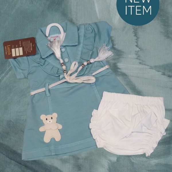 TEDDY AND NECK FRILL FROCK WITH BELT