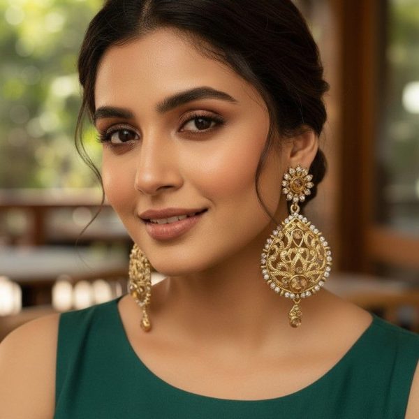 GOLDEN STONE AND AD EARRINGS