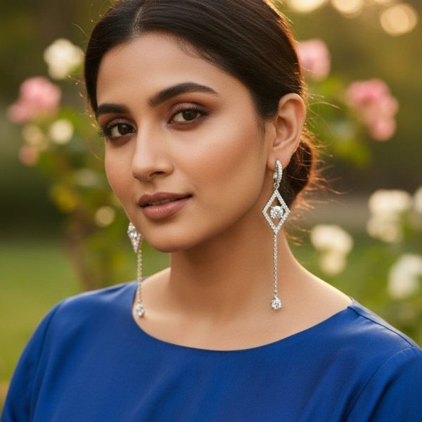 DOUBLE TRIANGLE THREADER EARRINGS