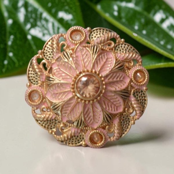 PINK FLORAL ADJUSTABLE  RING
