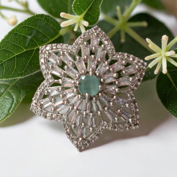 MINT FLORAL AD ADJUSTABLE RING