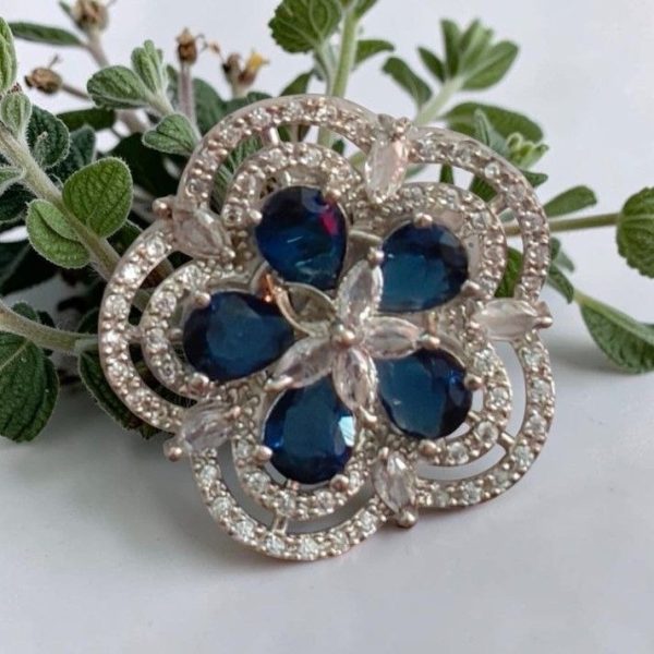 ROYAL BLUE AD DOUBLE ARC FLORAL RINGS